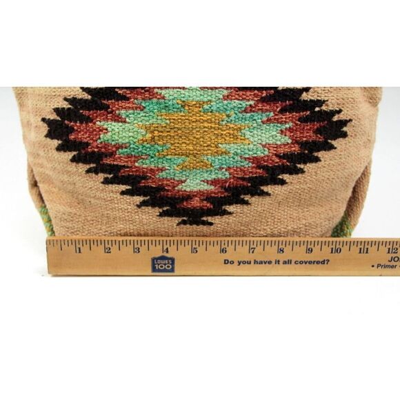 CROSSTREE LANE MULTICOLOR COTTON BROWN LEATHER HANDLES ZIP SHOULDER BAG HANDBAG - Picture 14 of 15